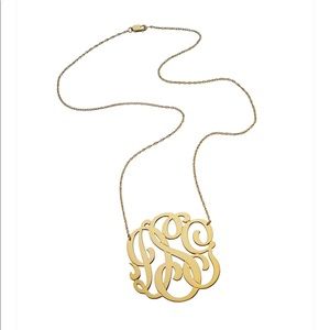 Jennifer Zeuner Blake Swirly 3 Initial Monogram Necklace in Gold- kWr